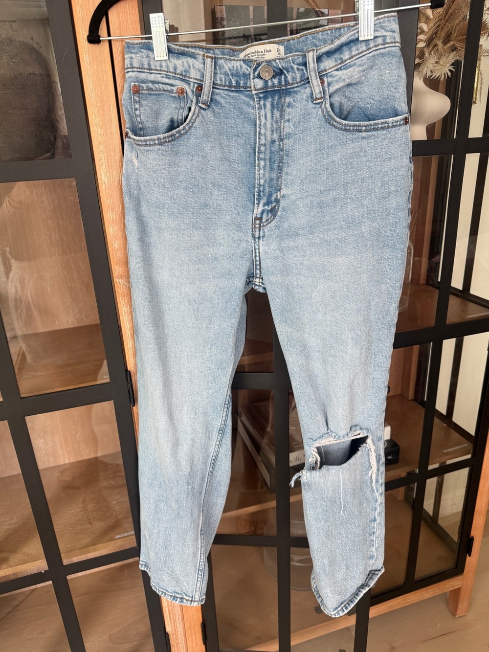 Abercrombie jeans the ankle straight ultra high rise petite short light wash